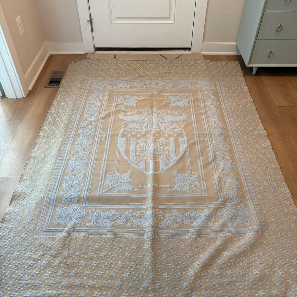 Monument Mills Valley Forge Military Academy Vintage Blue/Tan Coverlet 61